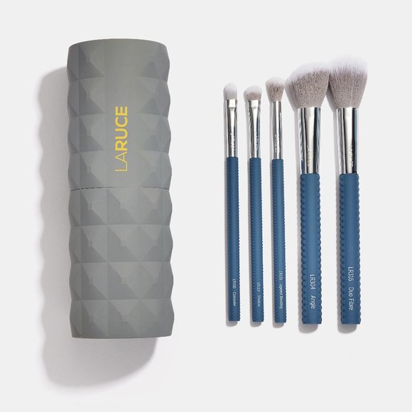 LARUCE BEAUTY The Christine Set 5 Piece Makeup Brush Set with Cup Case NEW - Picture 2 of 5